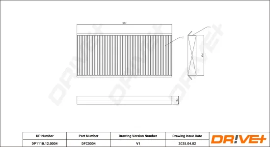 Filter, Innenraumluft DR!VE+ DP1110.12.0004 Bild Filter, Innenraumluft DR!VE+ DP1110.12.0004