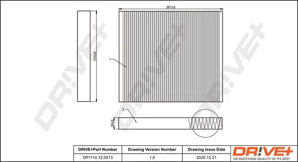 Filter, Innenraumluft Dr!ve+ DP1110.12.0013