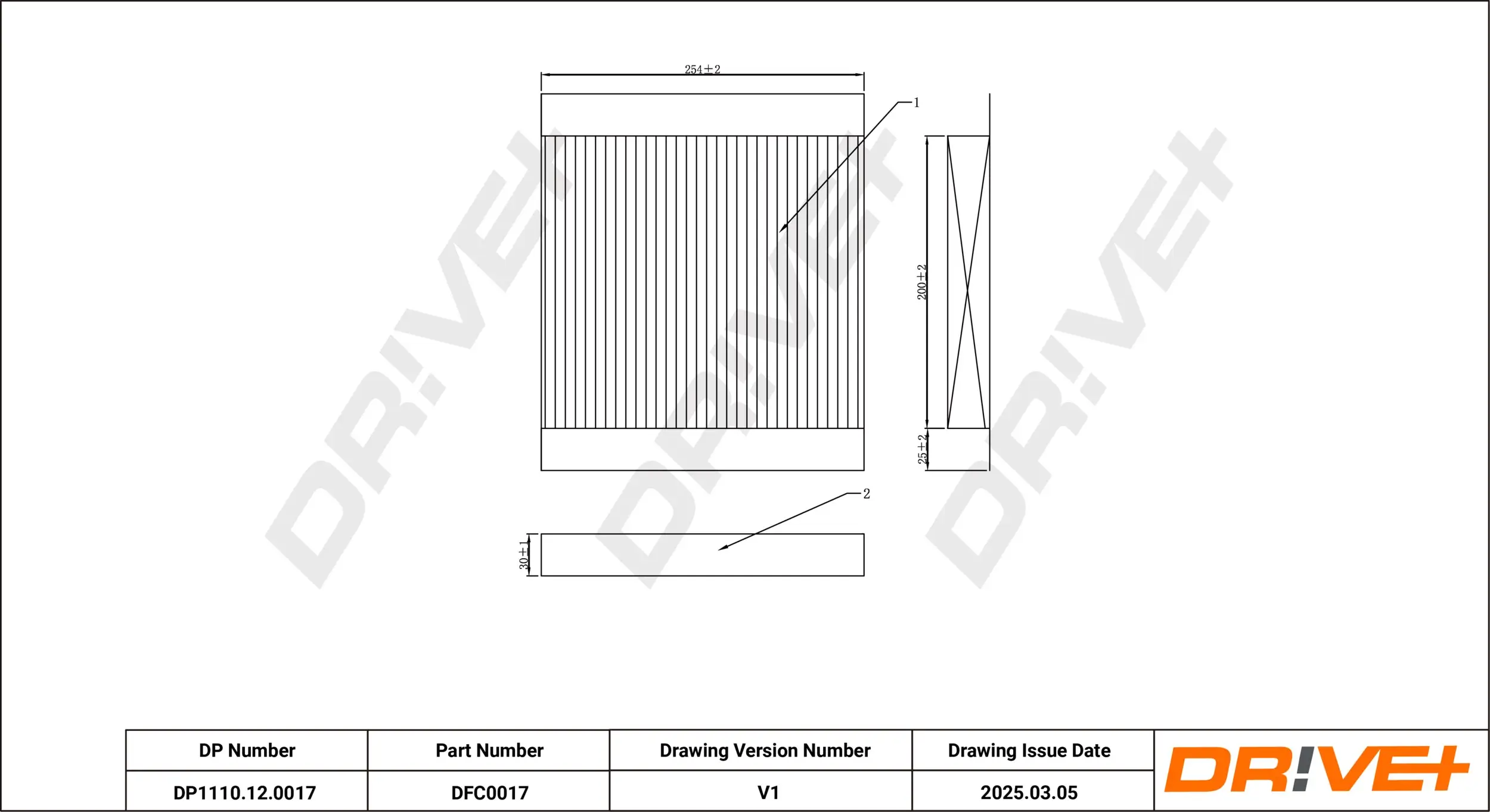 Filter, Innenraumluft Dr!ve+ DP1110.12.0017
