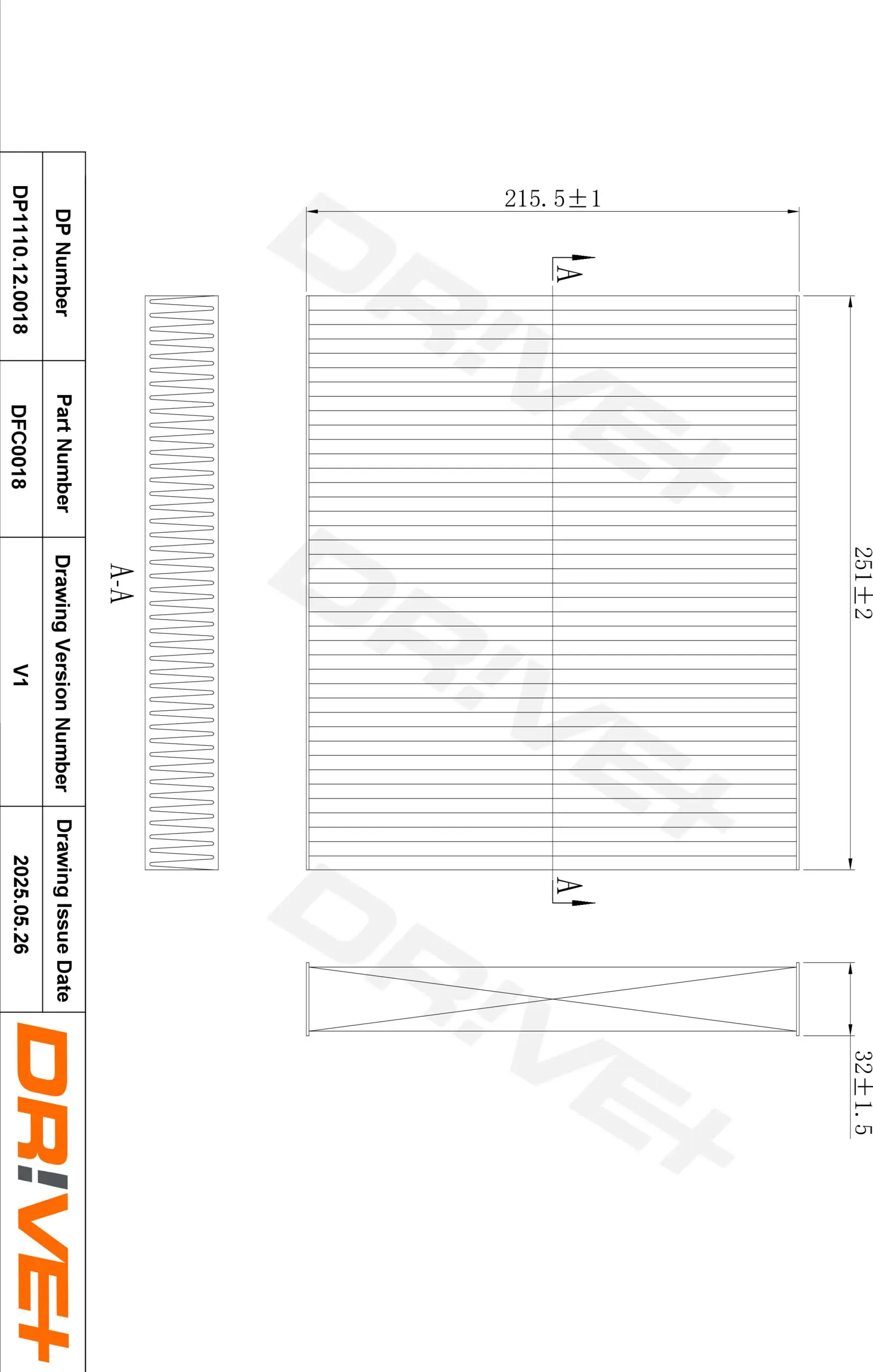 Filter, Innenraumluft Dr!ve+ DP1110.12.0018