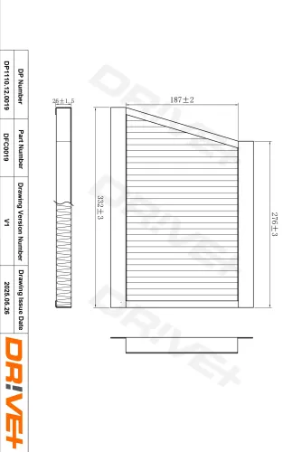 Filter, Innenraumluft Dr!ve+ DP1110.12.0019 Bild Filter, Innenraumluft Dr!ve+ DP1110.12.0019