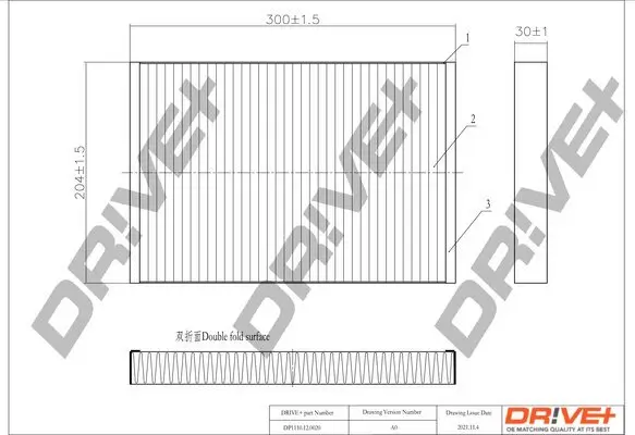 Filter, Innenraumluft Dr!ve+ DP1110.12.0020