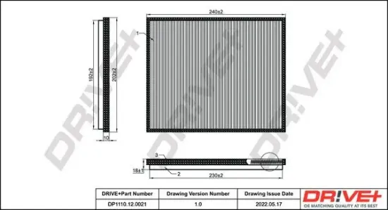 Filter, Innenraumluft Dr!ve+ DP1110.12.0021 Bild Filter, Innenraumluft Dr!ve+ DP1110.12.0021