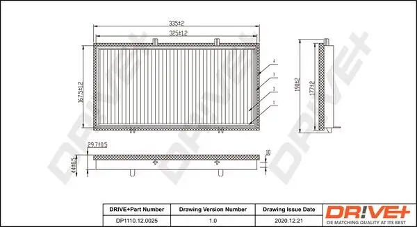 Filter, Innenraumluft Dr!ve+ DP1110.12.0025