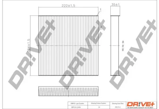 Filter, Innenraumluft Dr!ve+ DP1110.12.0026 Bild Filter, Innenraumluft Dr!ve+ DP1110.12.0026