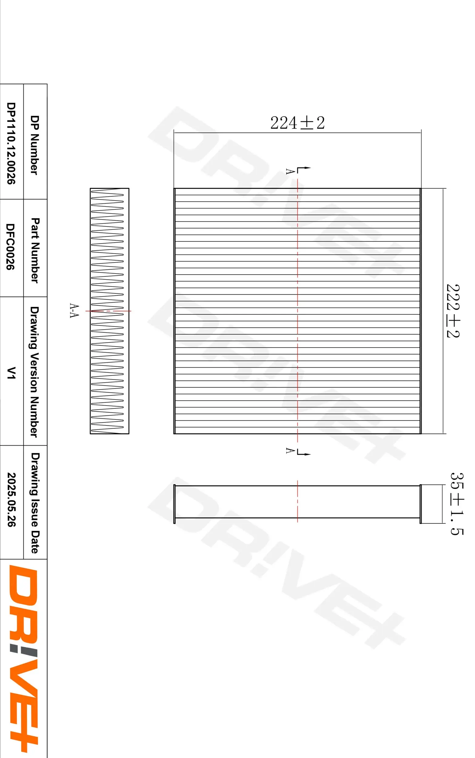 Filter, Innenraumluft Dr!ve+ DP1110.12.0026