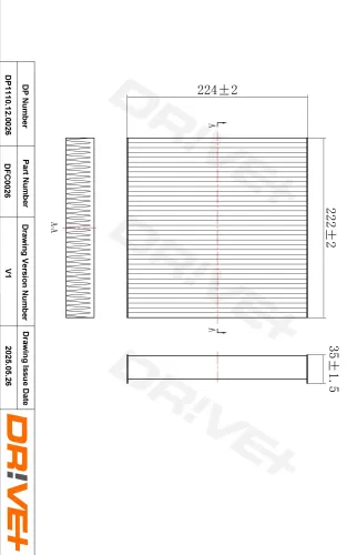 Filter, Innenraumluft Dr!ve+ DP1110.12.0026 Bild Filter, Innenraumluft Dr!ve+ DP1110.12.0026