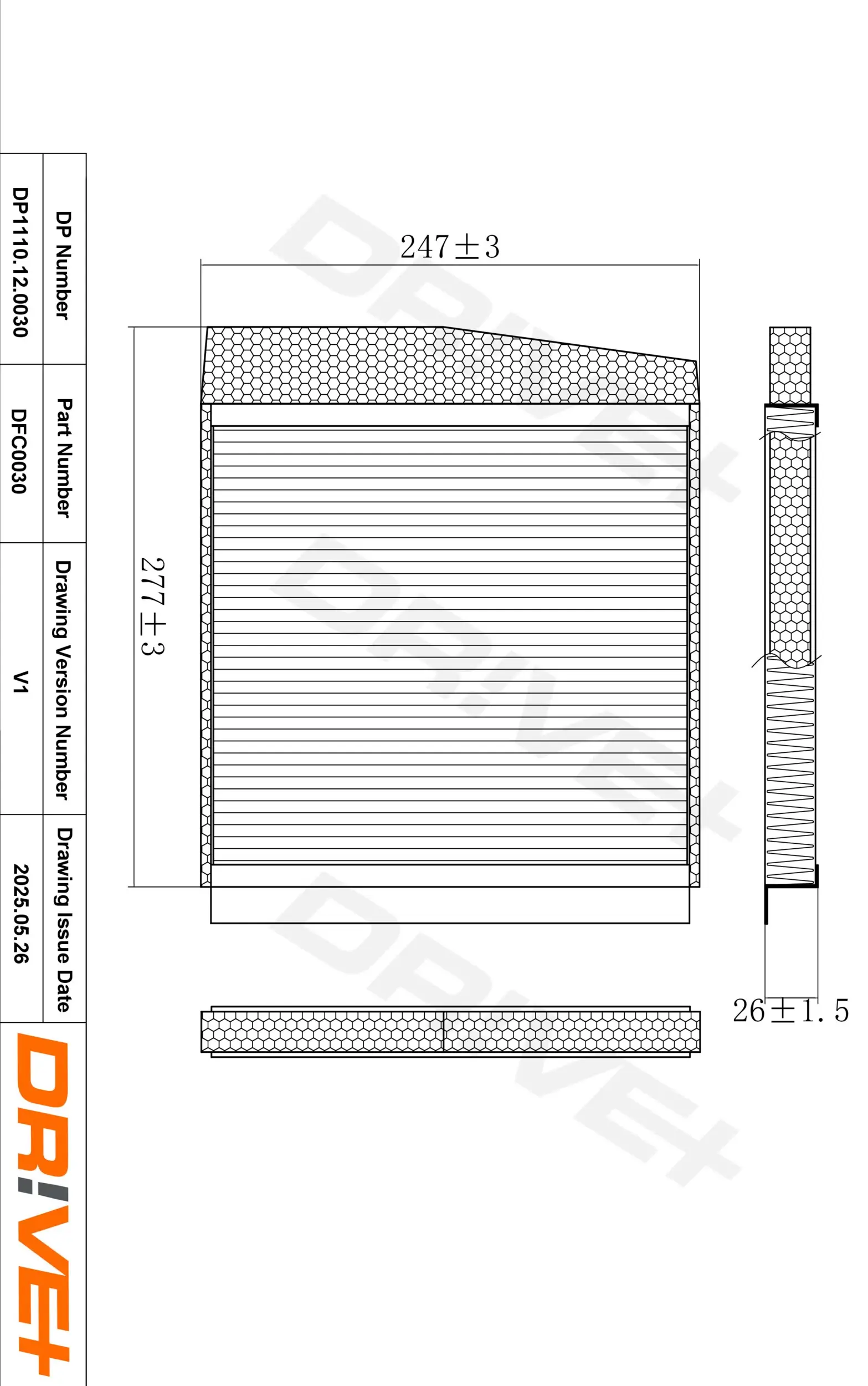 Filter, Innenraumluft Dr!ve+ DP1110.12.0030