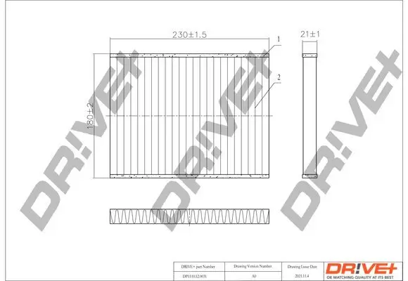 Filter, Innenraumluft Dr!ve+ DP1110.12.0031