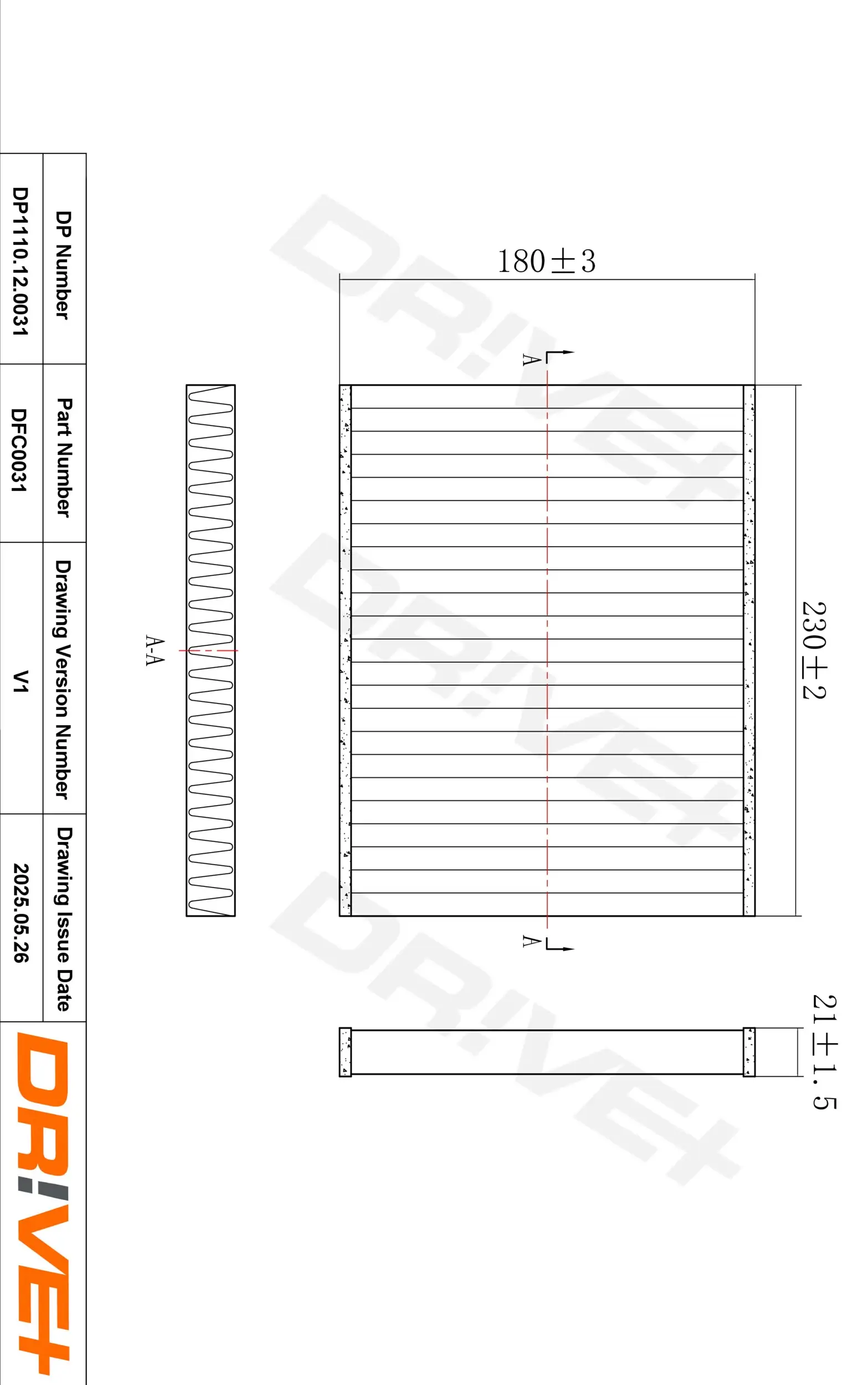 Filter, Innenraumluft Dr!ve+ DP1110.12.0031