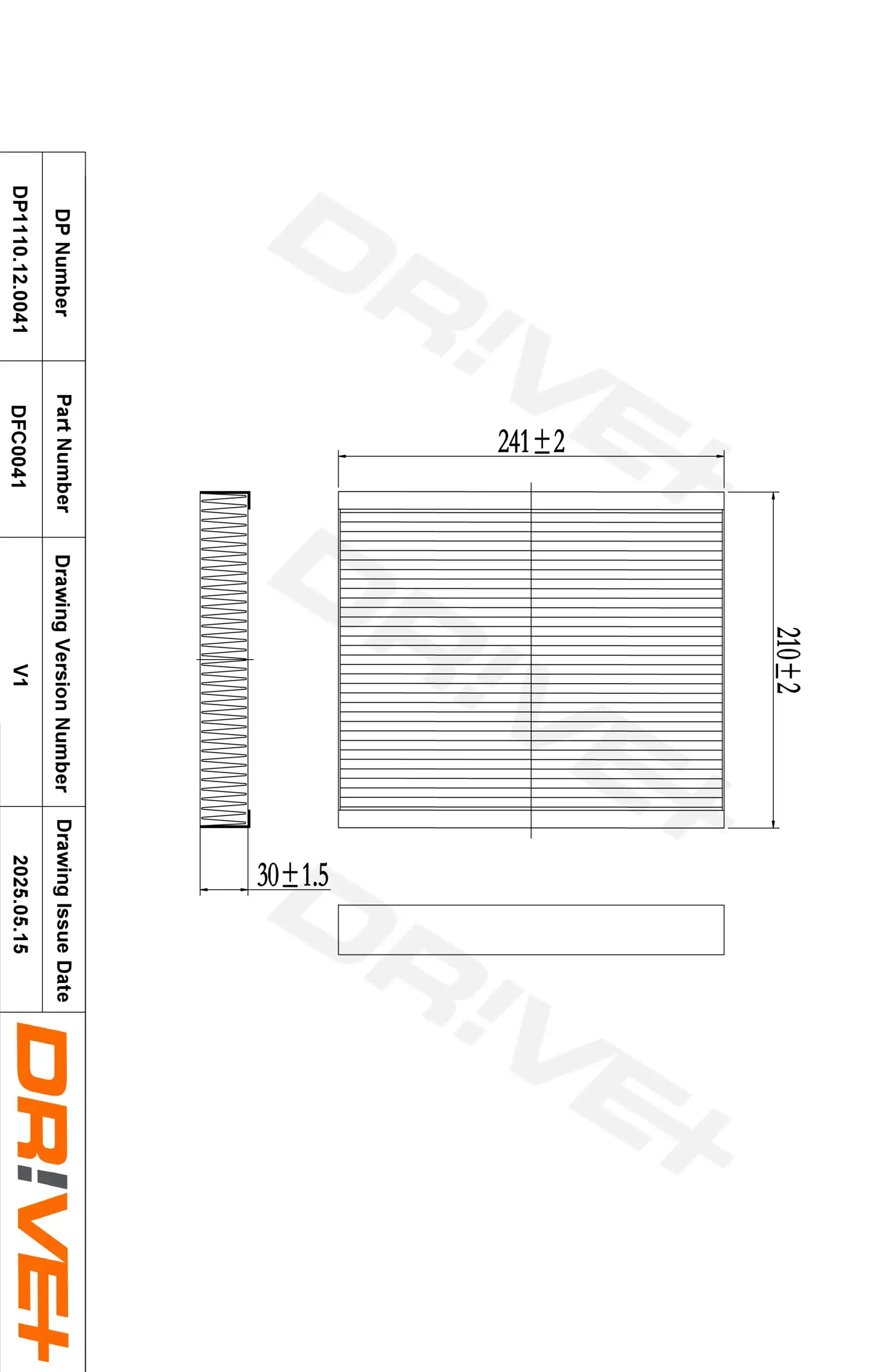 Filter, Innenraumluft Dr!ve+ DP1110.12.0041