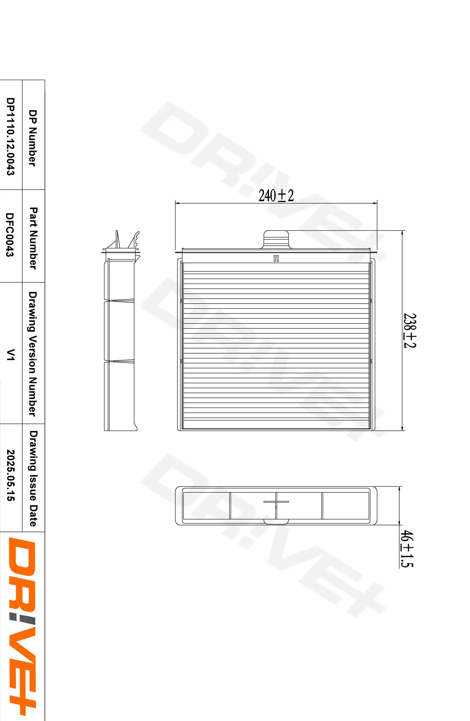 Filter, Innenraumluft Dr!ve+ DP1110.12.0043