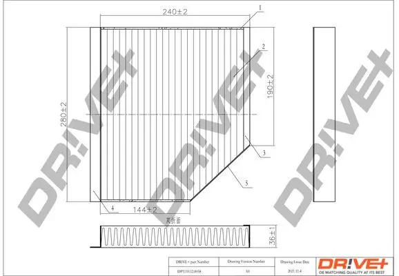 Filter, Innenraumluft Dr!ve+ DP1110.12.0058