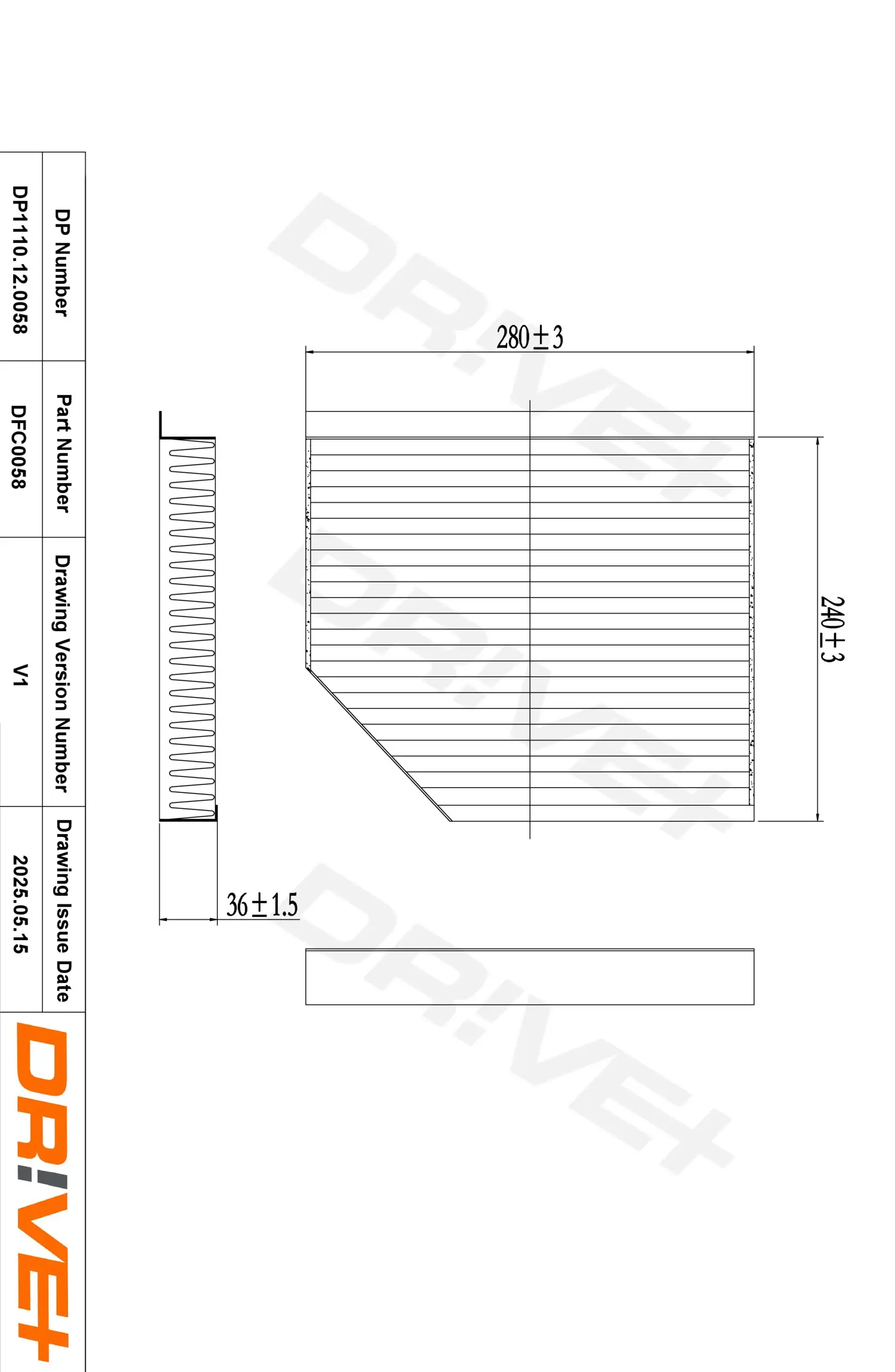 Filter, Innenraumluft Dr!ve+ DP1110.12.0058