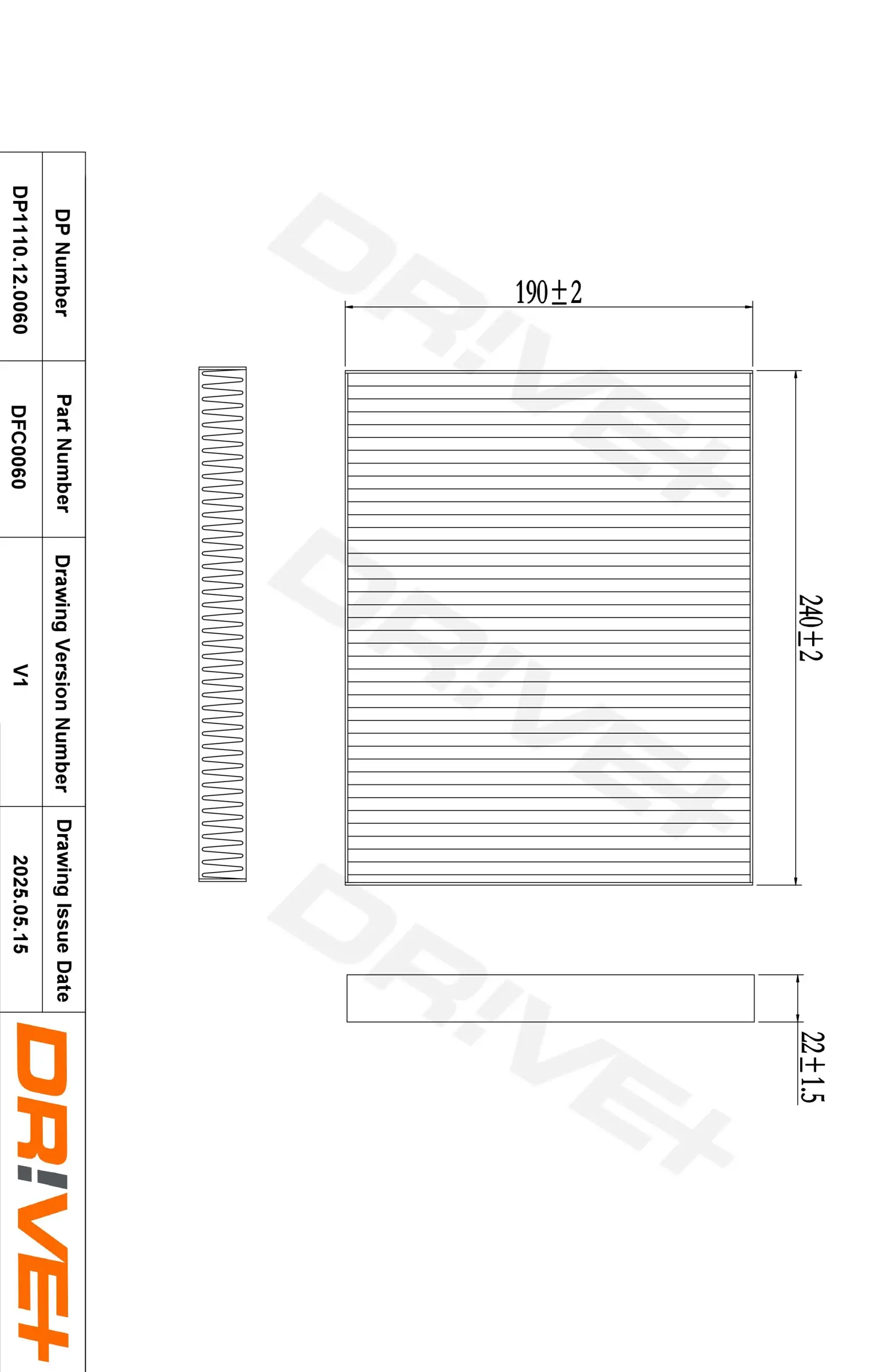 Filter, Innenraumluft Dr!ve+ DP1110.12.0060
