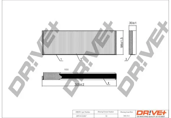 Filter, Innenraumluft Dr!ve+ DP1110.12.0067