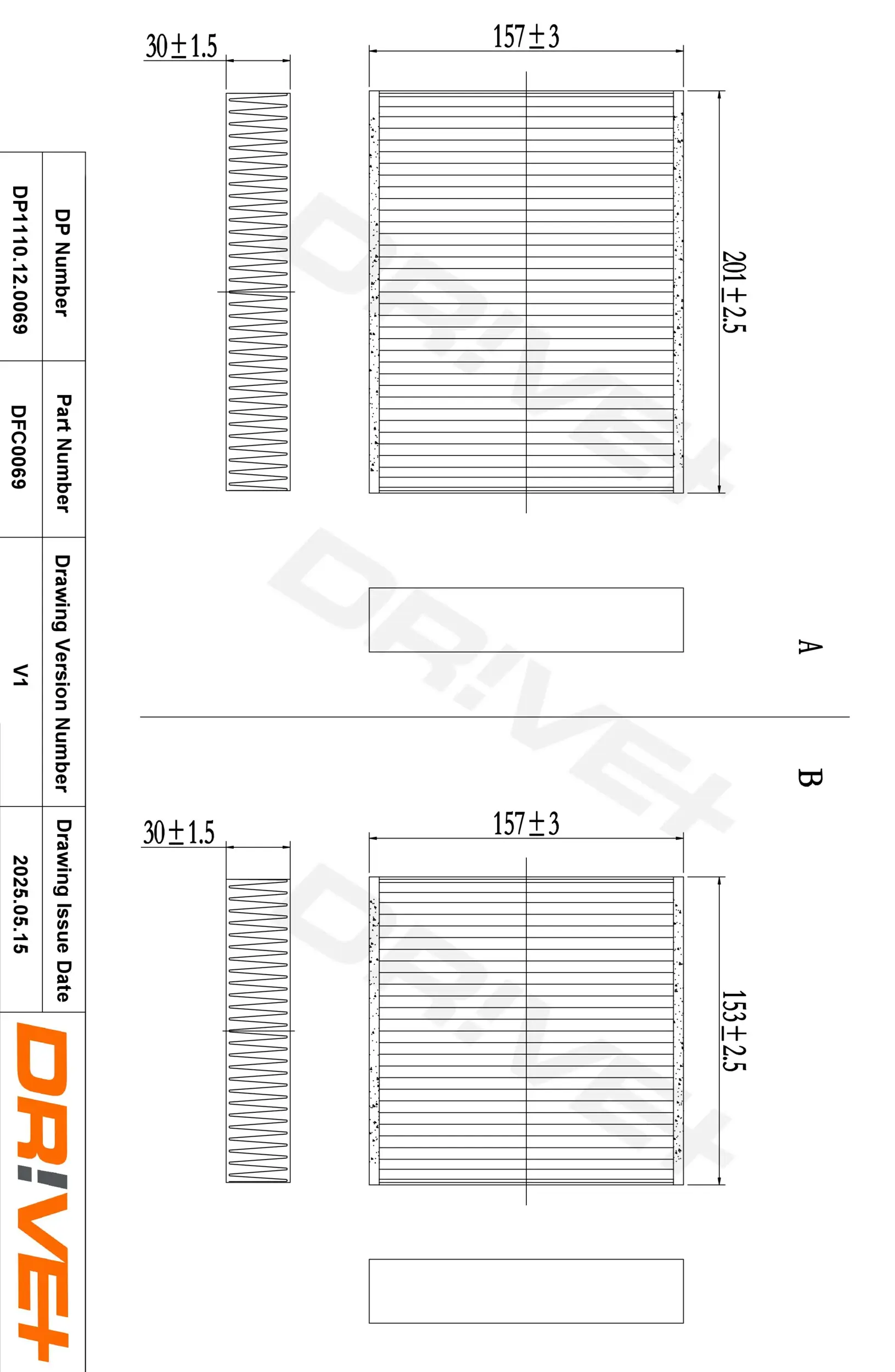 Filter, Innenraumluft Dr!ve+ DP1110.12.0069