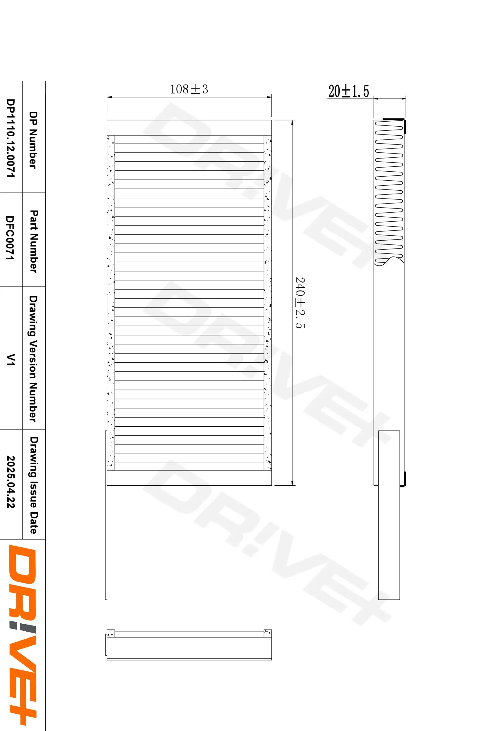 Filter, Innenraumluft Dr!ve+ DP1110.12.0071