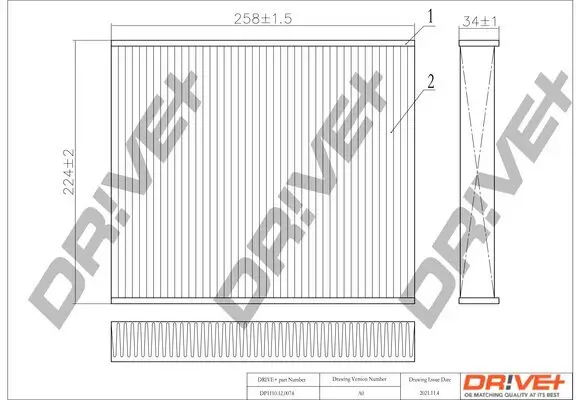 Filter, Innenraumluft Dr!ve+ DP1110.12.0074
