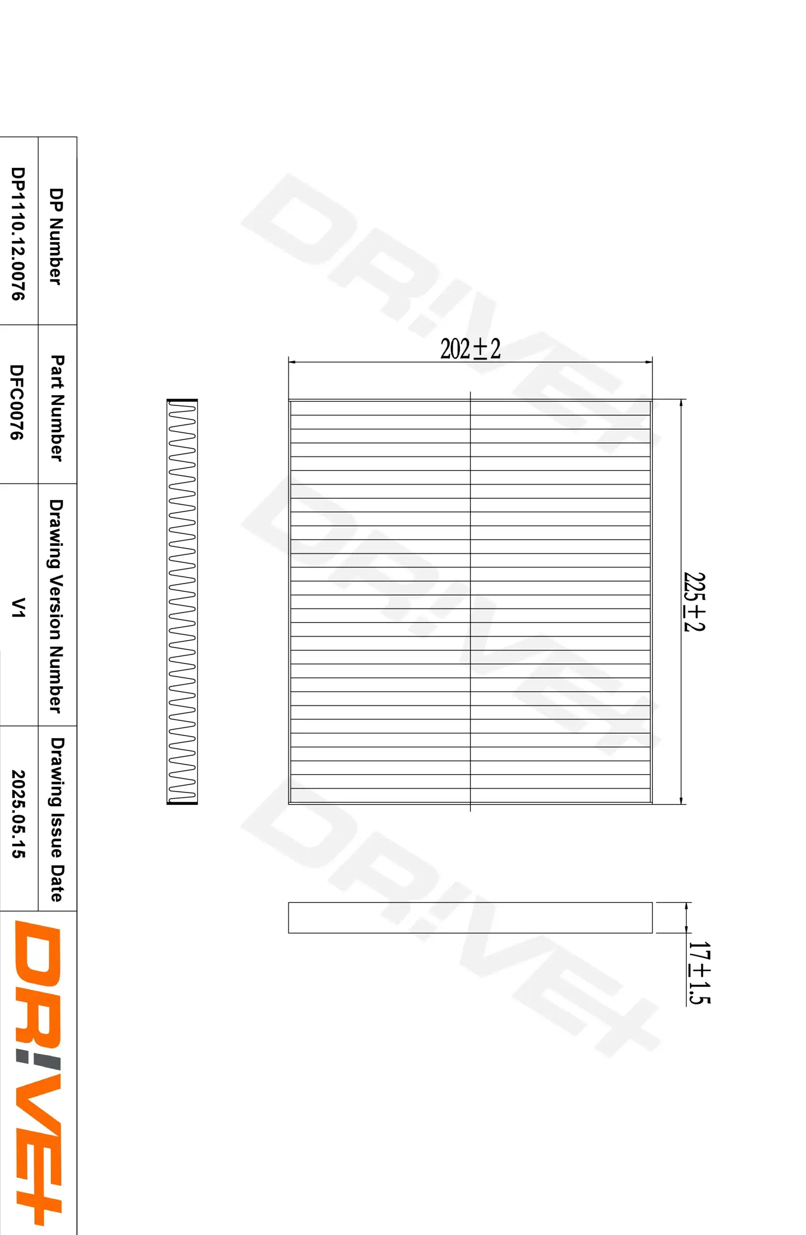 Filter, Innenraumluft Dr!ve+ DP1110.12.0076