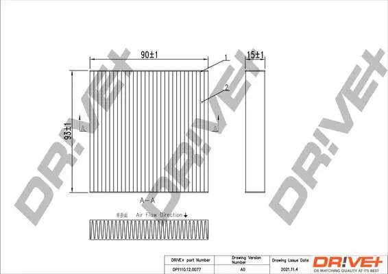 Filter, Innenraumluft Dr!ve+ DP1110.12.0077