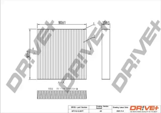 Filter, Innenraumluft Dr!ve+ DP1110.12.0077 Bild Filter, Innenraumluft Dr!ve+ DP1110.12.0077