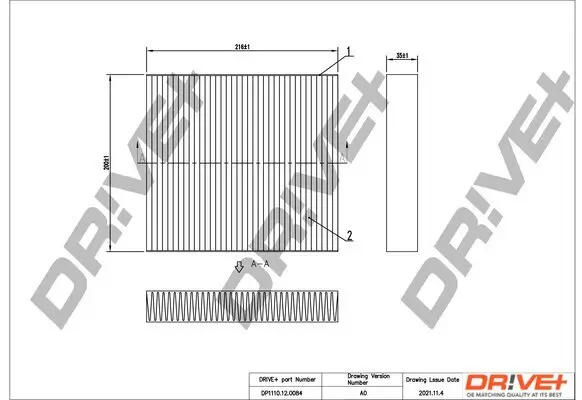 Filter, Innenraumluft Dr!ve+ DP1110.12.0084