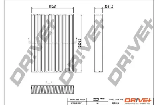 Filter, Innenraumluft Dr!ve+ DP1110.12.0087 Bild Filter, Innenraumluft Dr!ve+ DP1110.12.0087