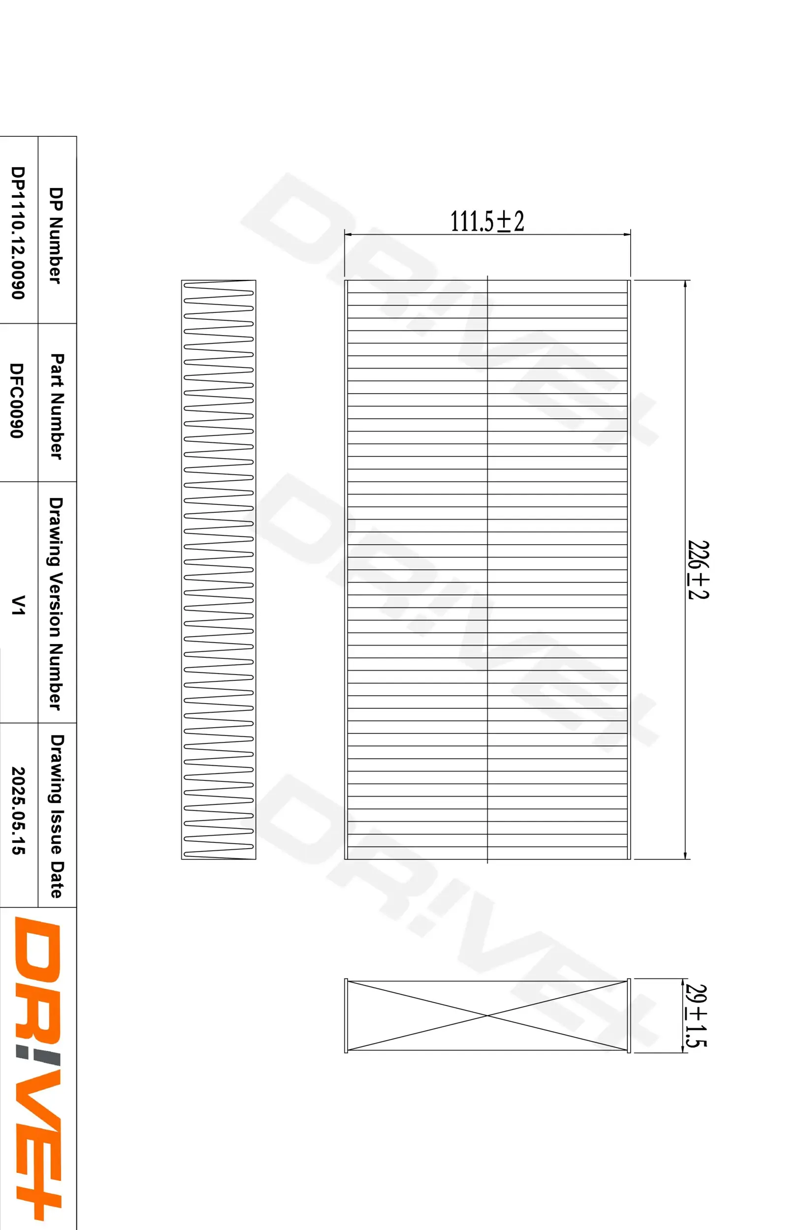 Filter, Innenraumluft Dr!ve+ DP1110.12.0090