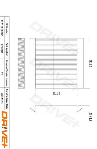 Filter, Innenraumluft DR!VE+ DP1110.12.0091 Bild Filter, Innenraumluft DR!VE+ DP1110.12.0091