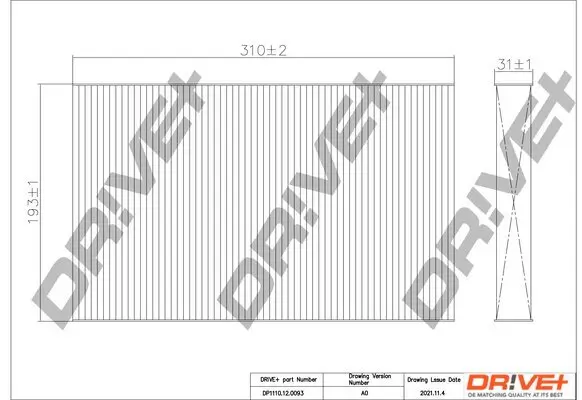 Filter, Innenraumluft Dr!ve+ DP1110.12.0093