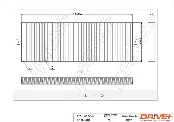 Filter, Innenraumluft Dr!ve+ DP1110.12.0096