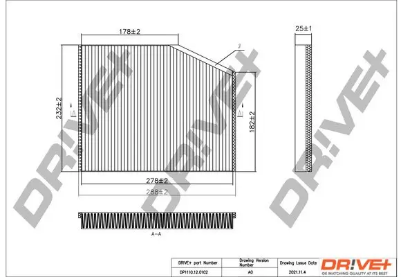 Filter, Innenraumluft Dr!ve+ DP1110.12.0102