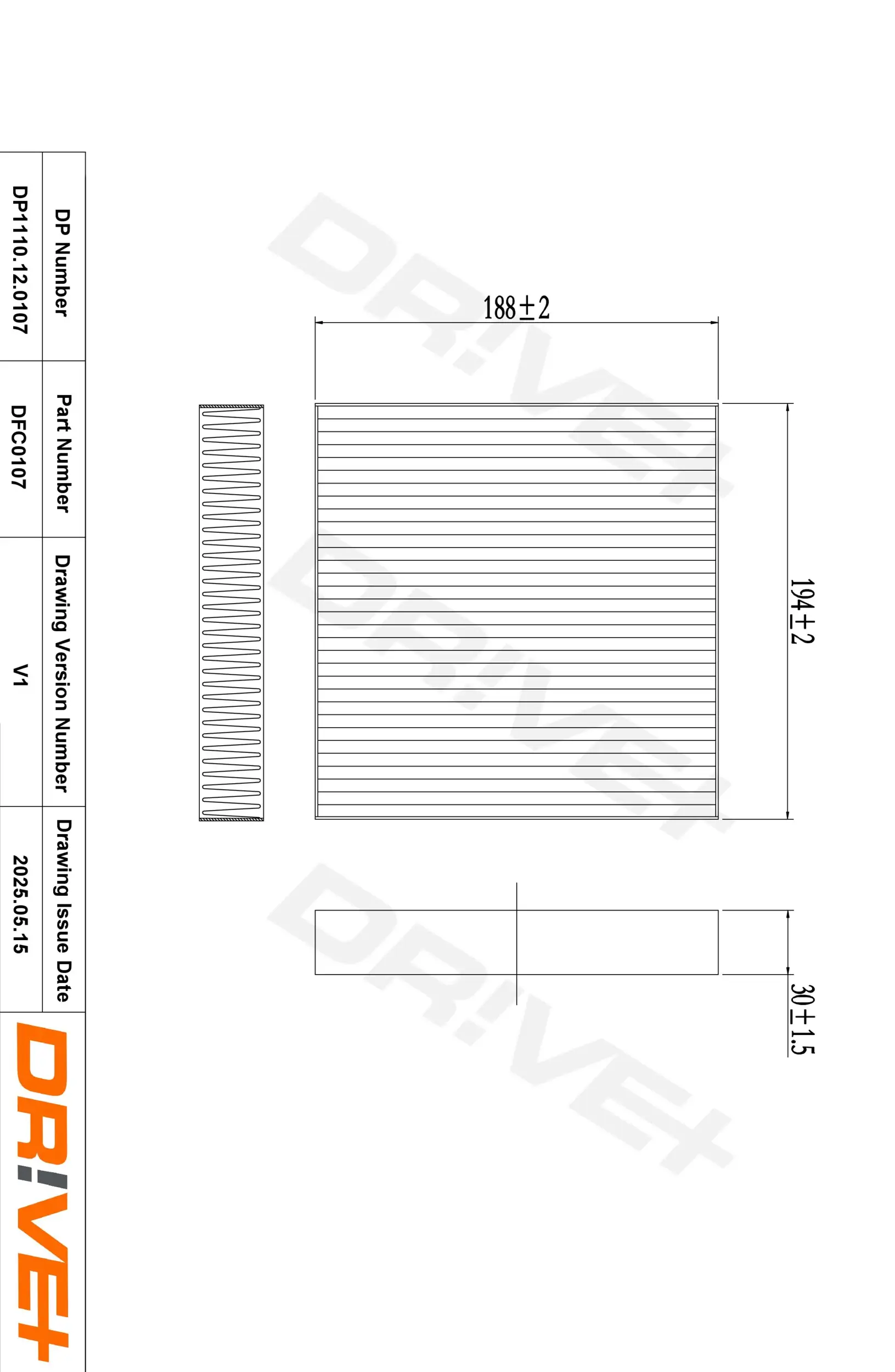Filter, Innenraumluft Dr!ve+ DP1110.12.0107
