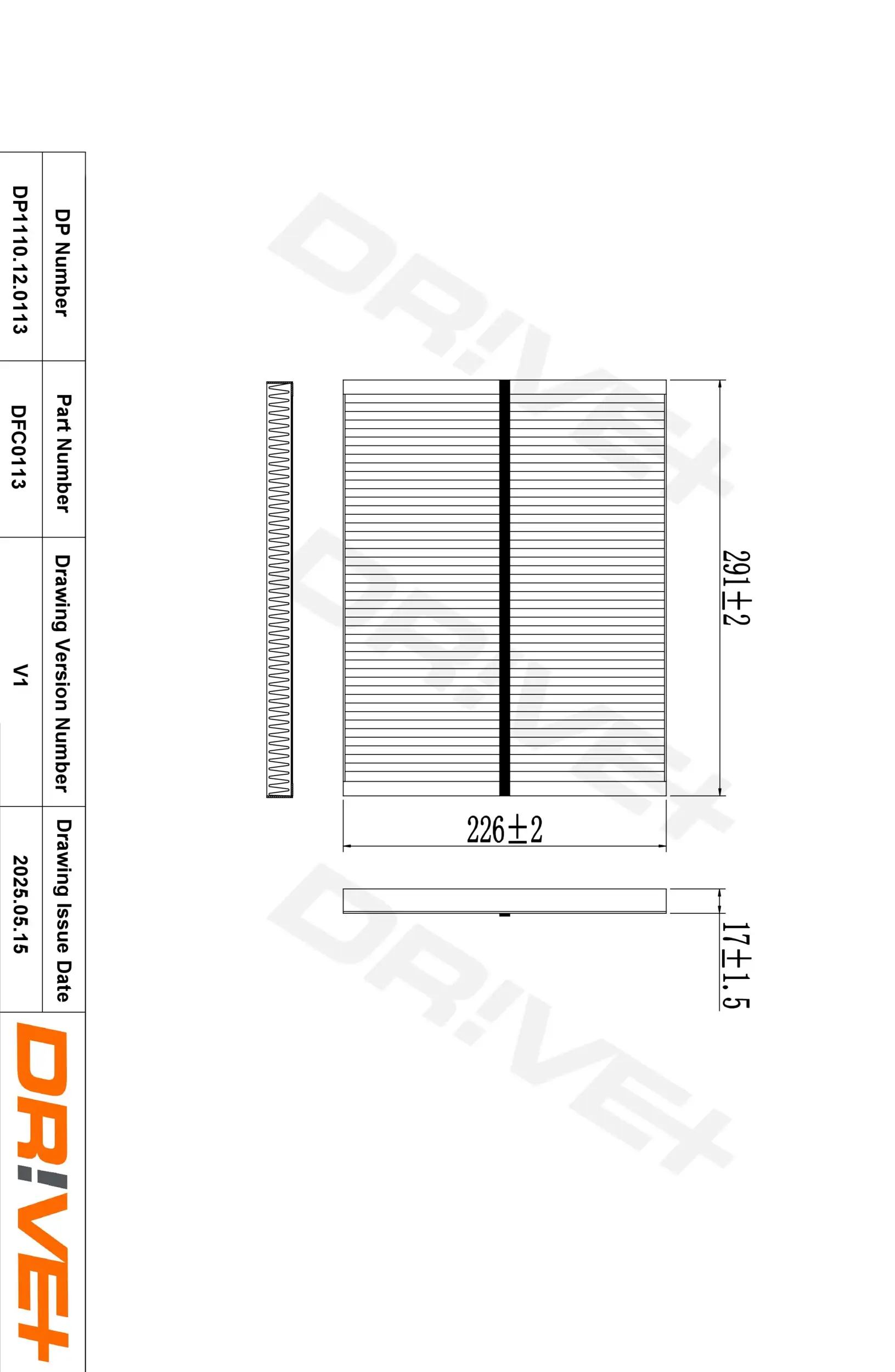 Filter, Innenraumluft Dr!ve+ DP1110.12.0113