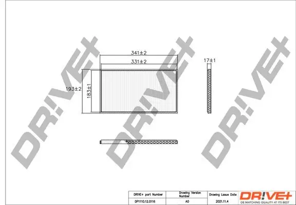 Filter, Innenraumluft Dr!ve+ DP1110.12.0116