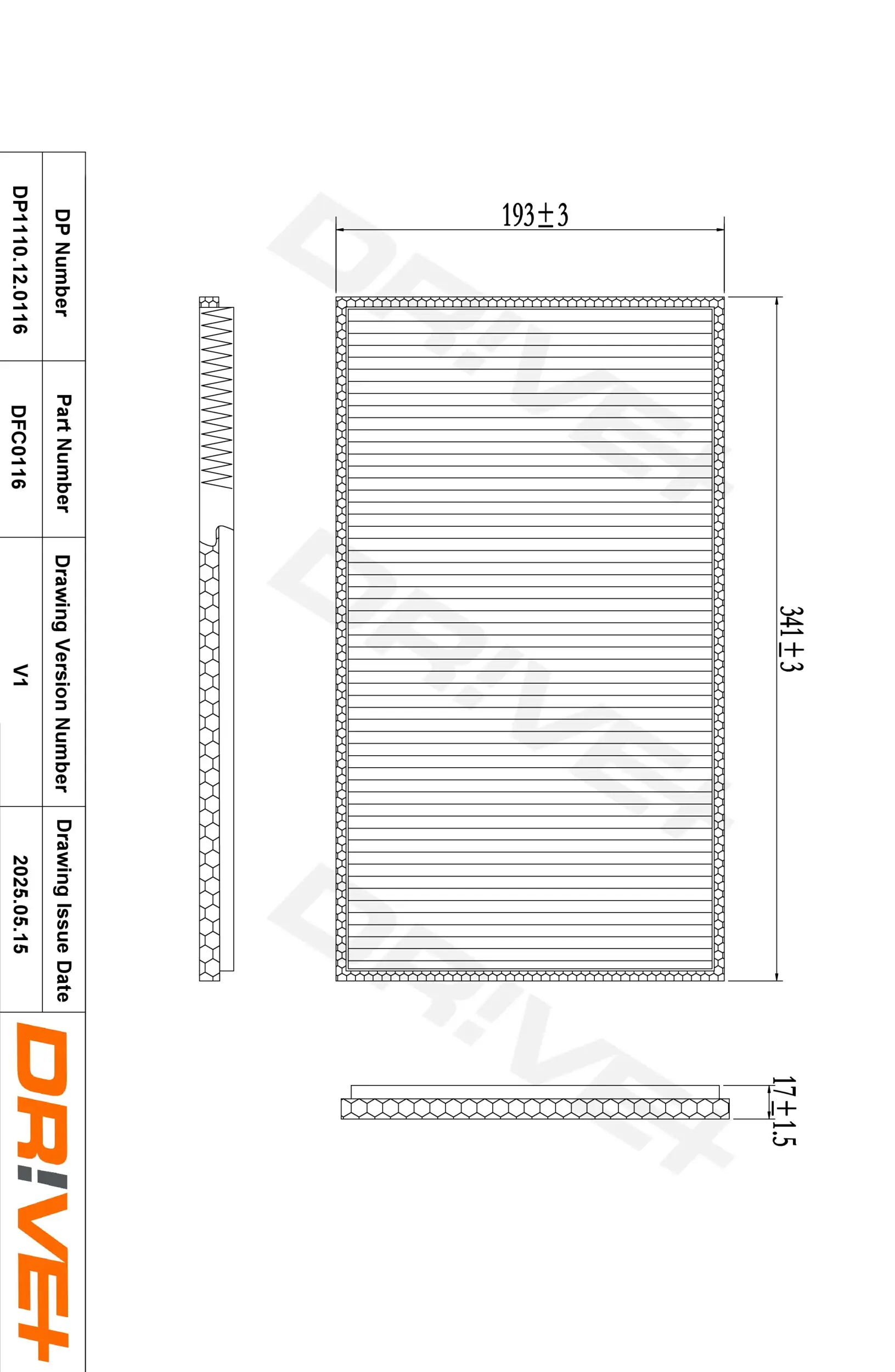 Filter, Innenraumluft Dr!ve+ DP1110.12.0116