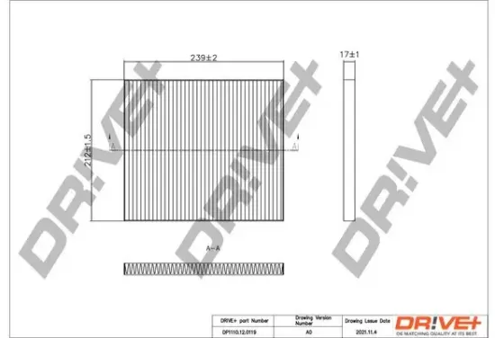 Filter, Innenraumluft Dr!ve+ DP1110.12.0119 Bild Filter, Innenraumluft Dr!ve+ DP1110.12.0119