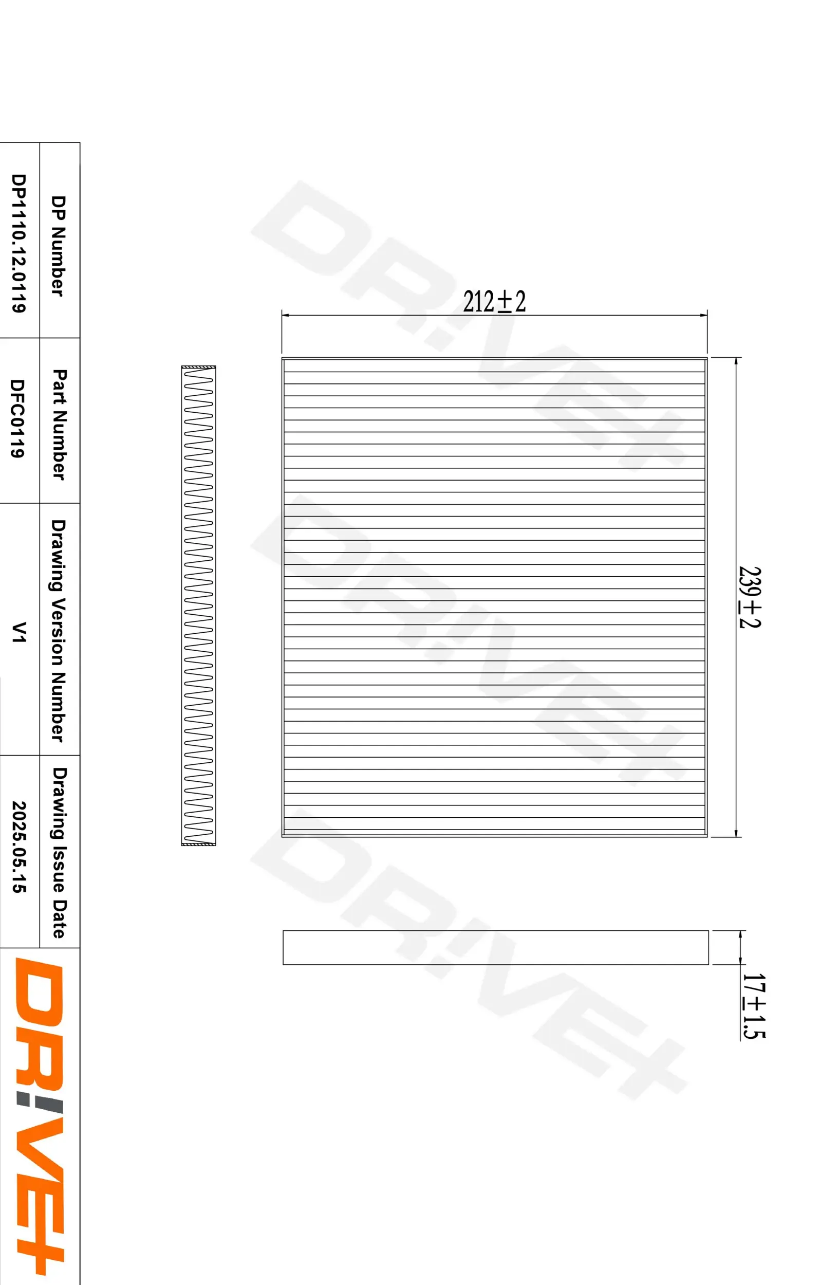 Filter, Innenraumluft Dr!ve+ DP1110.12.0119
