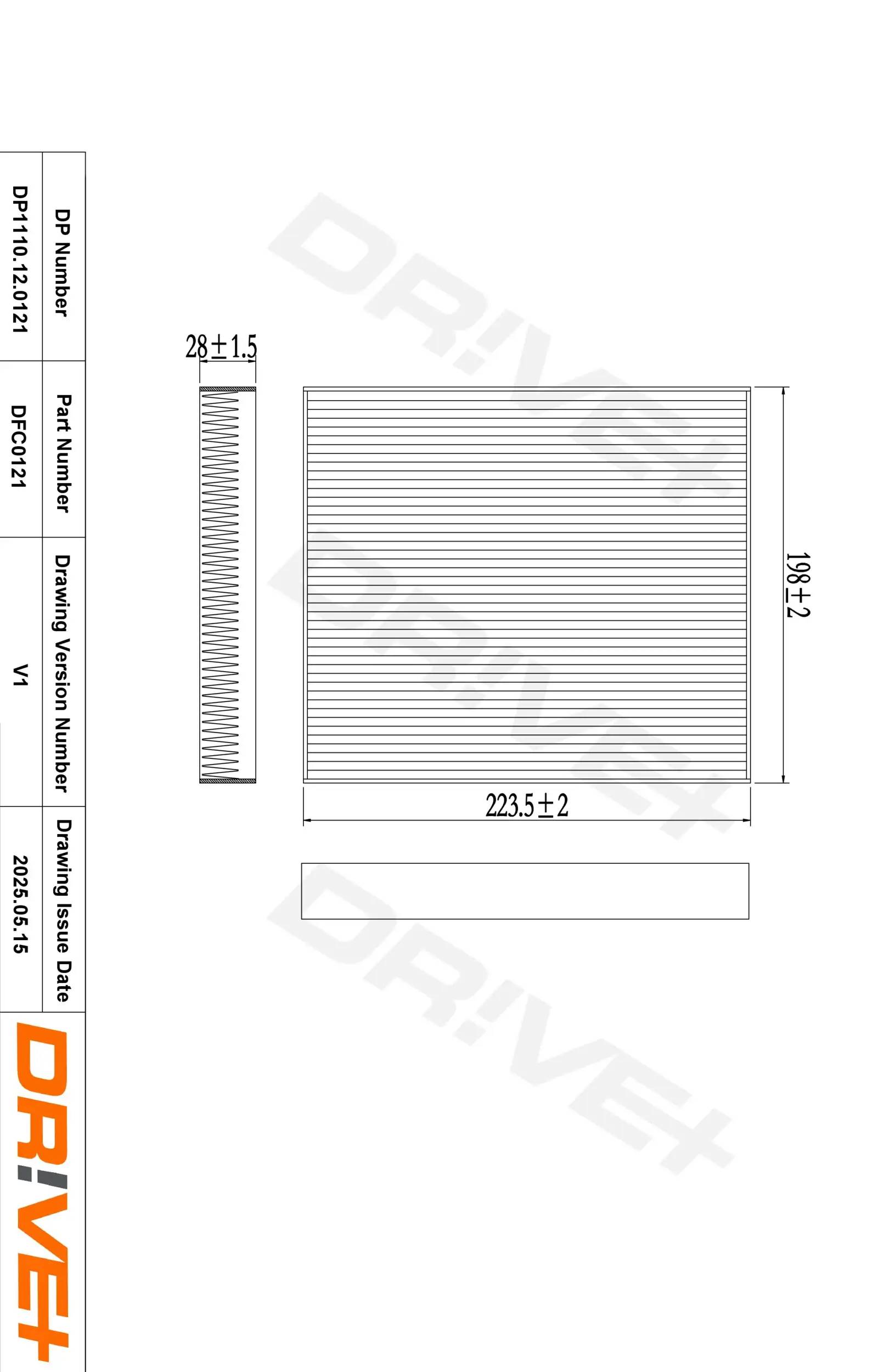 Filter, Innenraumluft Dr!ve+ DP1110.12.0121