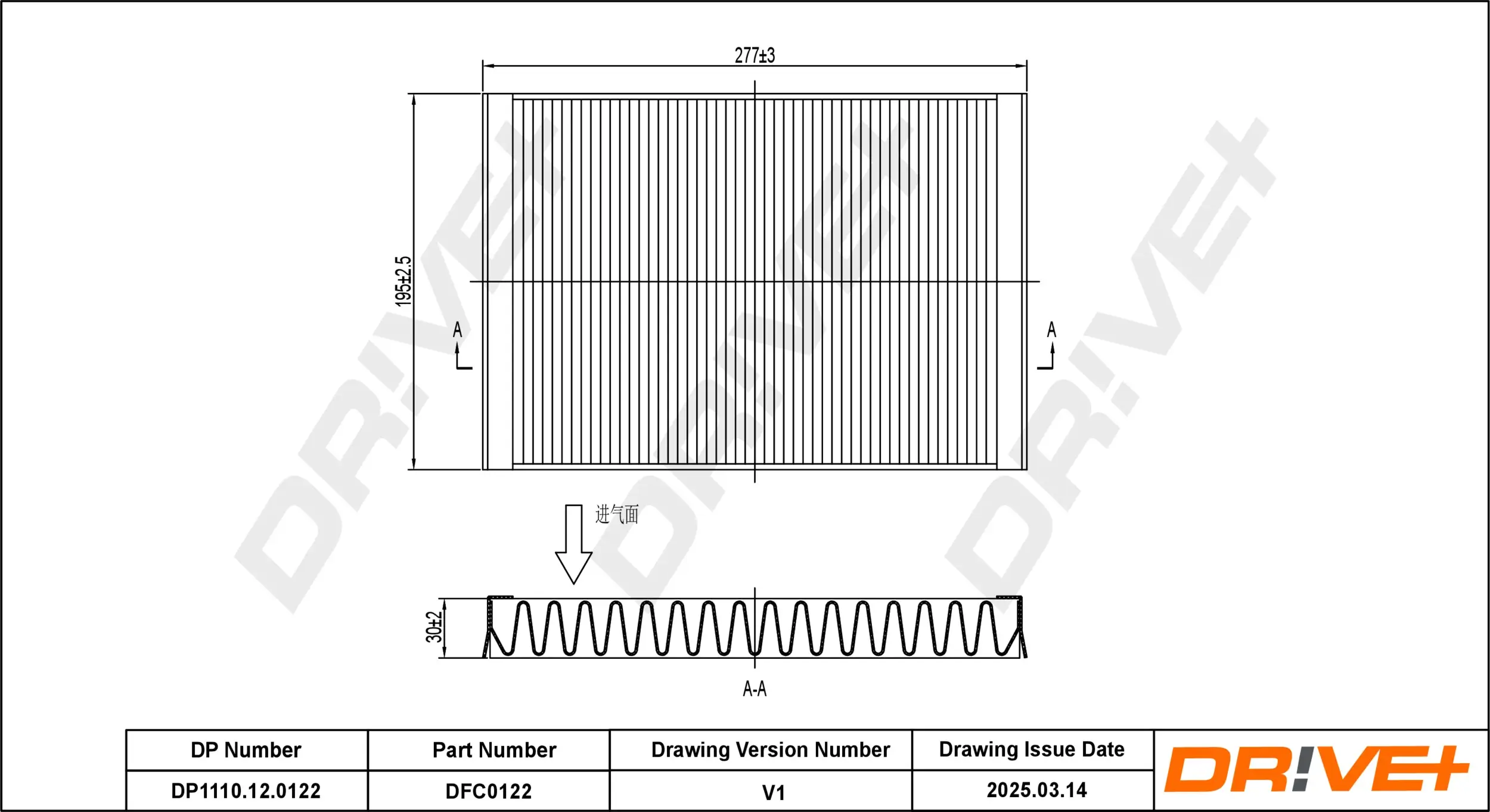Filter, Innenraumluft Dr!ve+ DP1110.12.0122