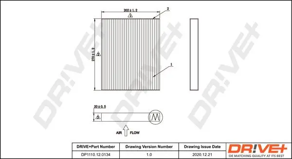 Filter, Innenraumluft Dr!ve+ DP1110.12.0134