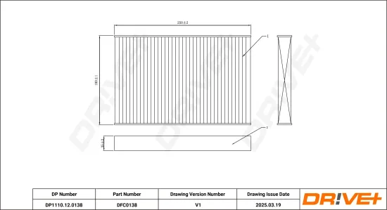 Filter, Innenraumluft Dr!ve+ DP1110.12.0138 Bild Filter, Innenraumluft Dr!ve+ DP1110.12.0138