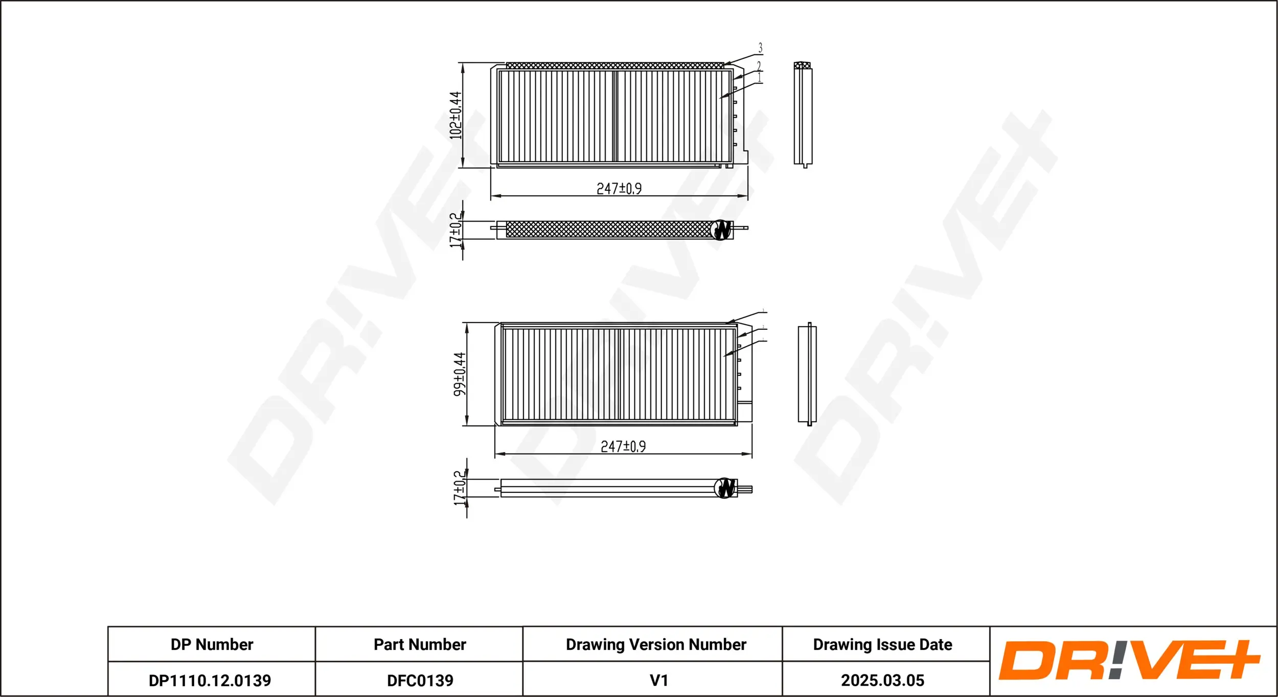 Filter, Innenraumluft Dr!ve+ DP1110.12.0139