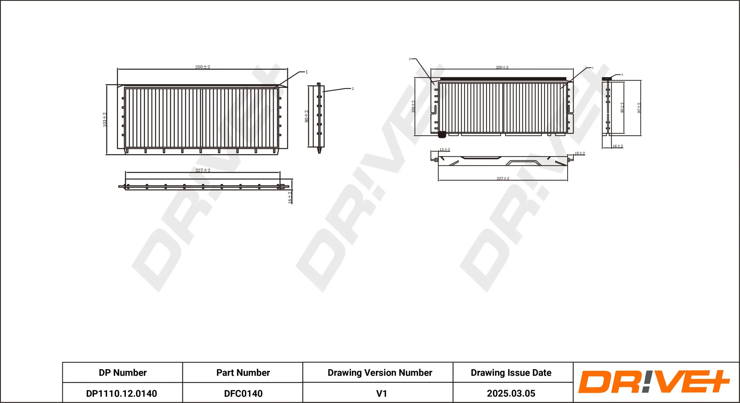 Filter, Innenraumluft Dr!ve+ DP1110.12.0140