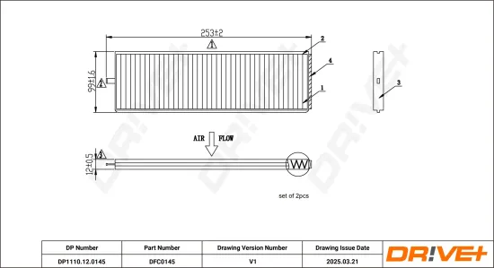 Filter, Innenraumluft Dr!ve+ DP1110.12.0145 Bild Filter, Innenraumluft Dr!ve+ DP1110.12.0145
