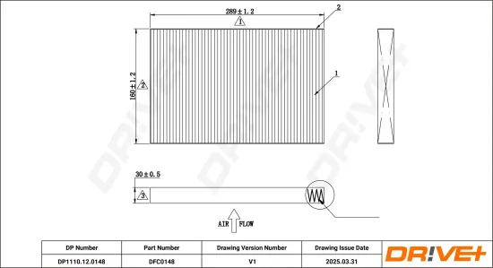 Filter, Innenraumluft Dr!ve+ DP1110.12.0148 Bild Filter, Innenraumluft Dr!ve+ DP1110.12.0148