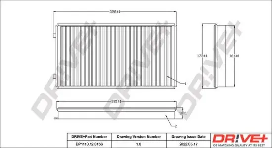 Filter, Innenraumluft Dr!ve+ DP1110.12.0156 Bild Filter, Innenraumluft Dr!ve+ DP1110.12.0156