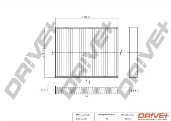 Filter, Innenraumluft Dr!ve+ DP1110.12.0164