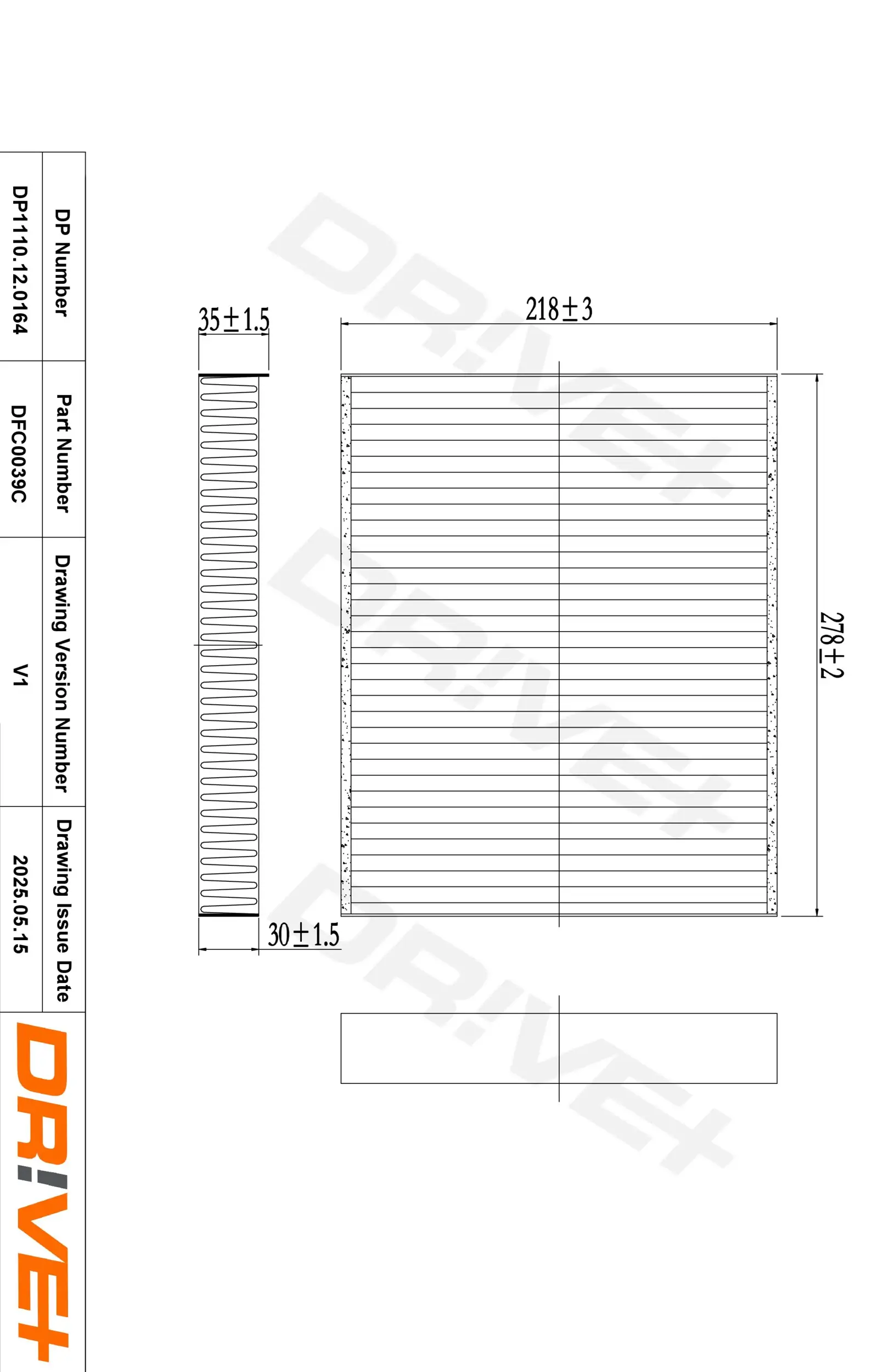 Filter, Innenraumluft Dr!ve+ DP1110.12.0164